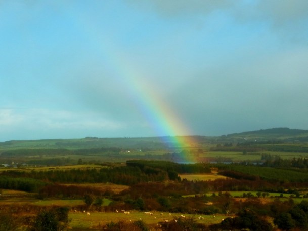 昼間、にわか雪、のち虹が見えました